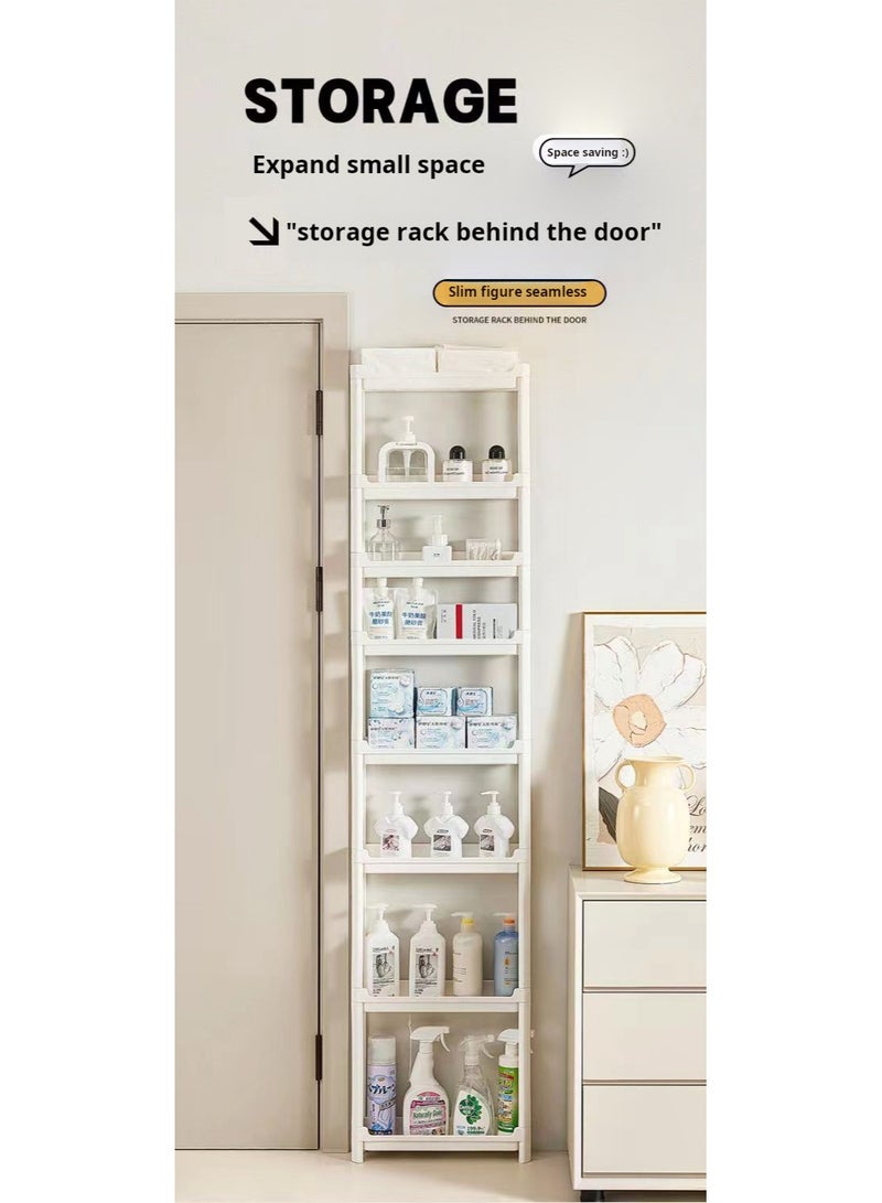 HaHaHai Bathroom Organizer & Kitchen Storage Rack, 8 Tier Slim Bathroom Storage Cabinet, Over Door Narrow Gap Shelf, Space Saving Plastic Organizer for Bathroom, Kitchen & Laundry, 9.5cm Wide 185cm Height - Image 3
